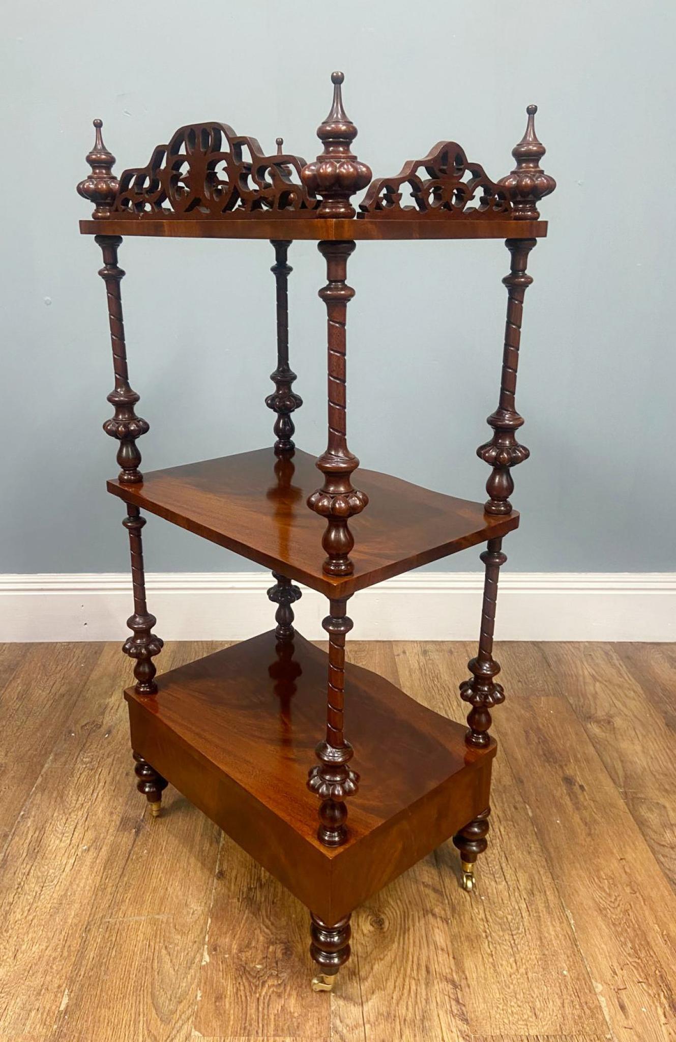 Victorian Walnut Whatnot Bookcase Shelf Unit 1880 Etagere For Sale 9