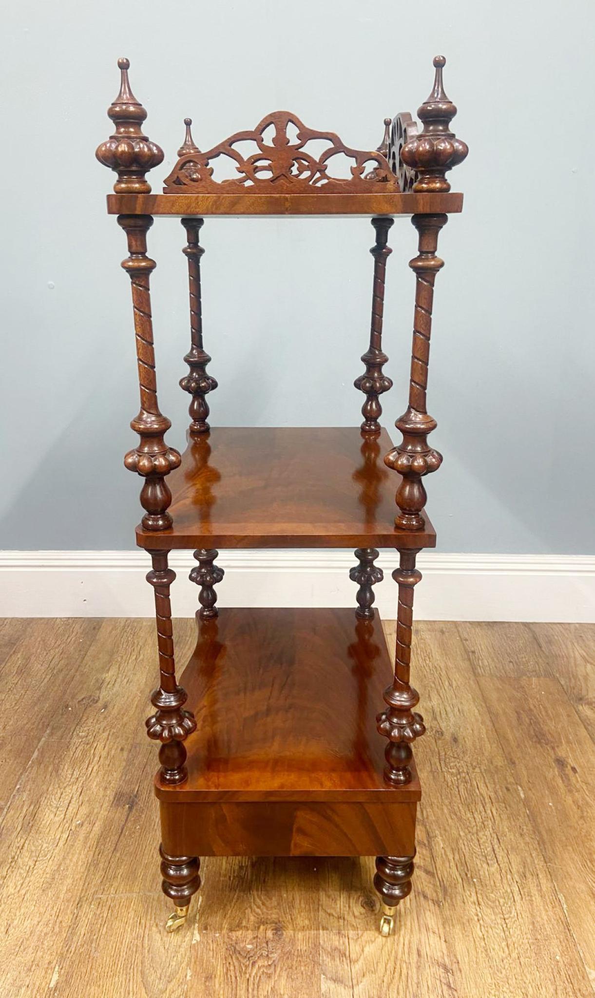 Victorian Walnut Whatnot Bookcase Shelf Unit 1880 Etagere For Sale 10