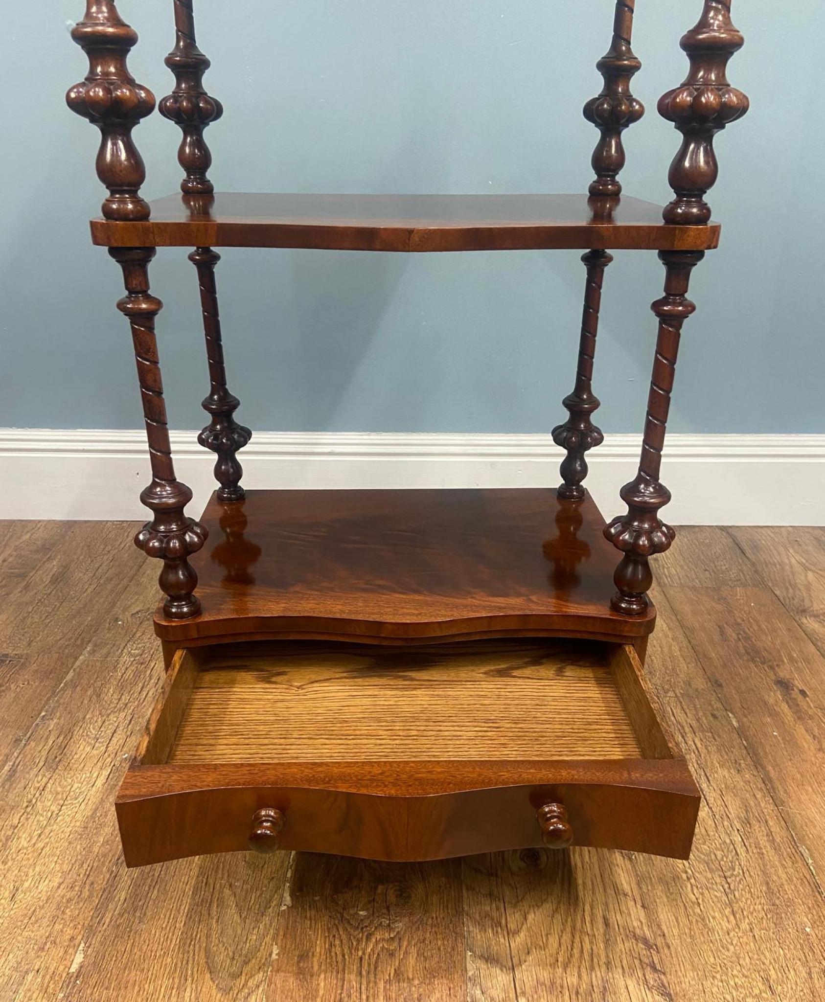 Victorian Walnut Whatnot Bookcase Shelf Unit 1880 Etagere For Sale 11