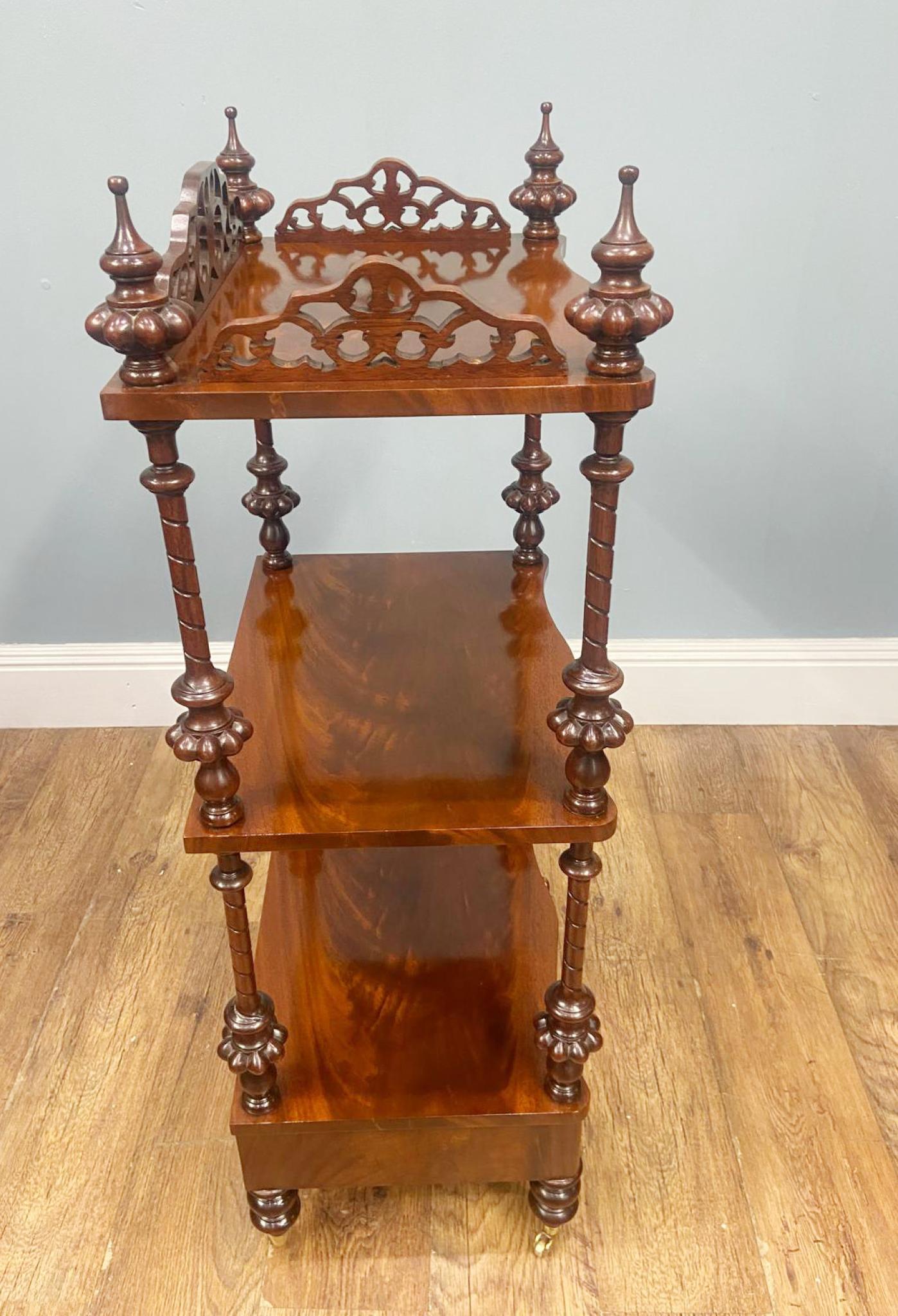 Victorian Walnut Whatnot Bookcase Shelf Unit 1880 Etagere For Sale 1
