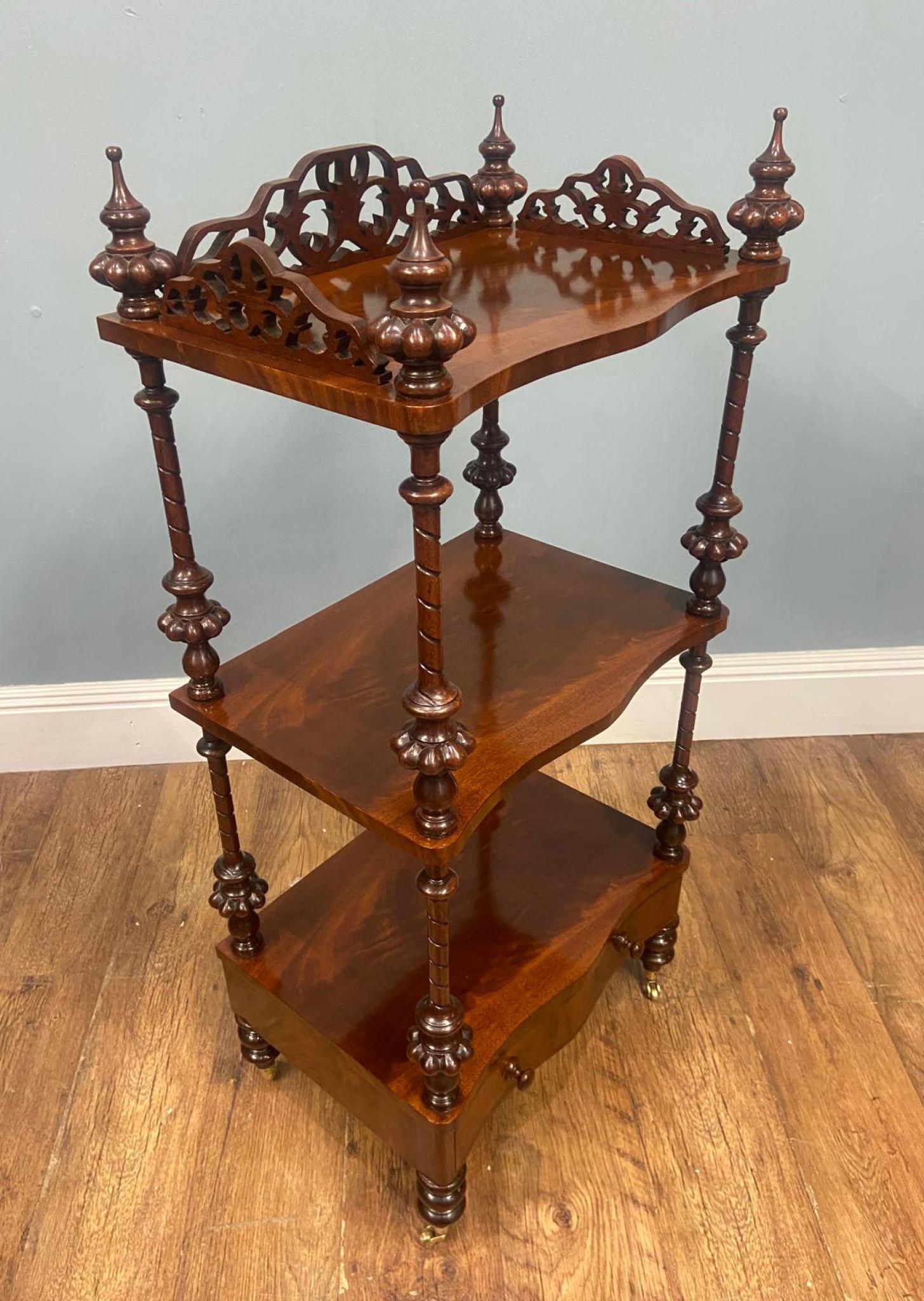 Victorian Walnut Whatnot Bookcase Shelf Unit 1880 Etagere For Sale 2