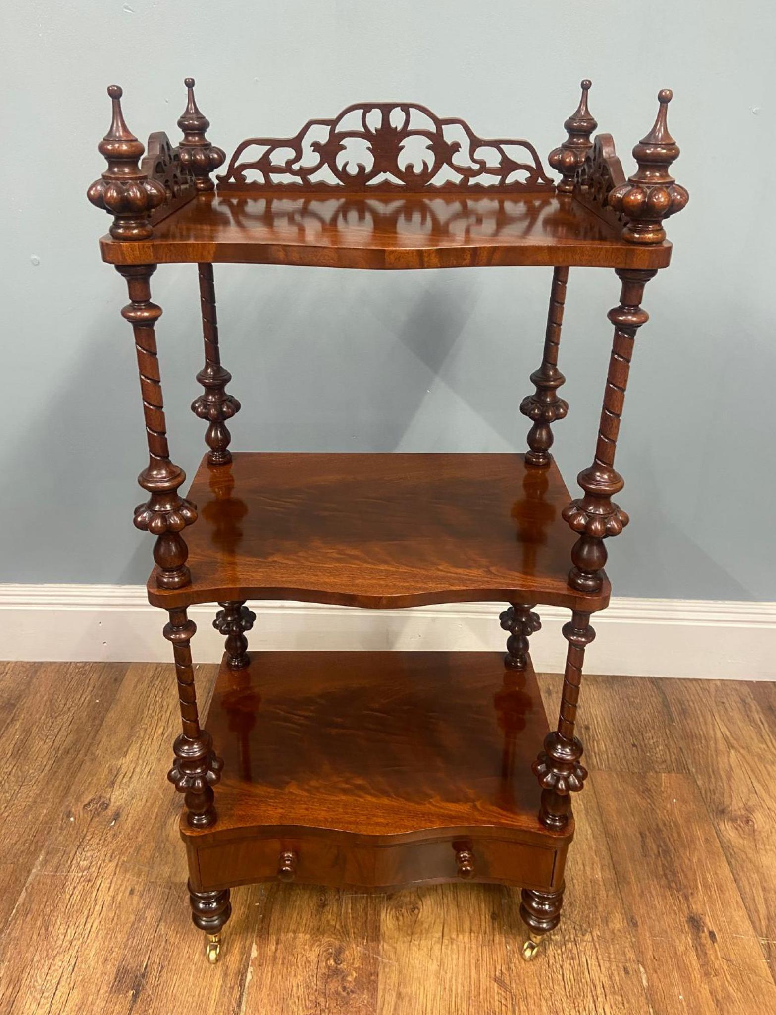 Victorian Walnut Whatnot Bookcase Shelf Unit 1880 Etagere For Sale 3