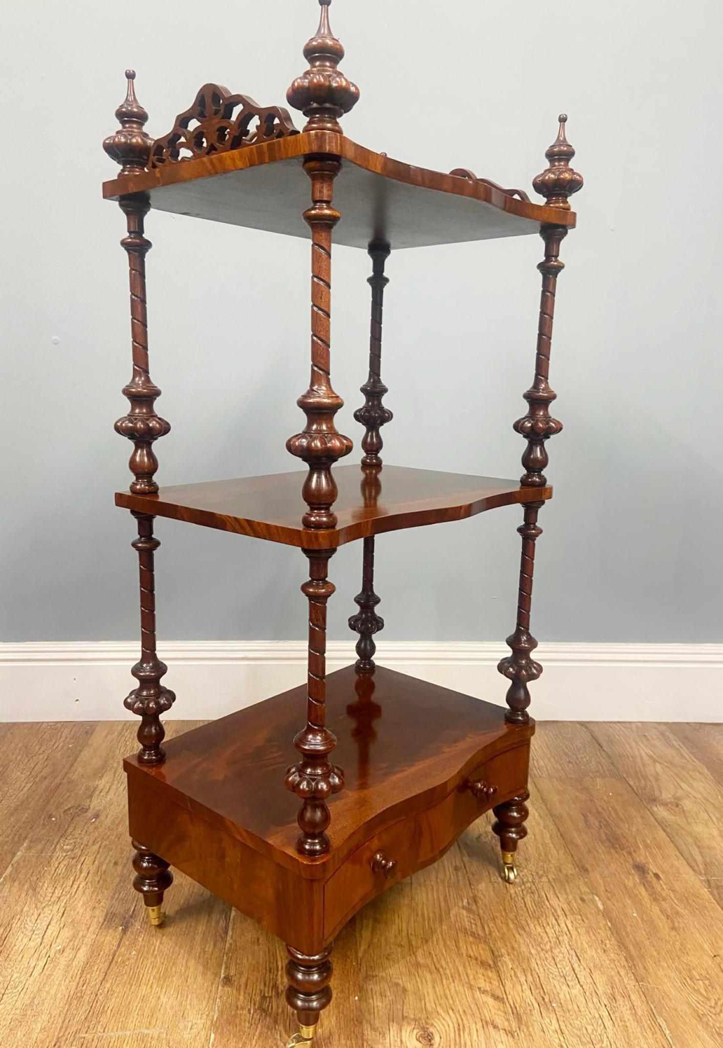 Victorian Walnut Whatnot Bookcase Shelf Unit 1880 Etagere For Sale 4