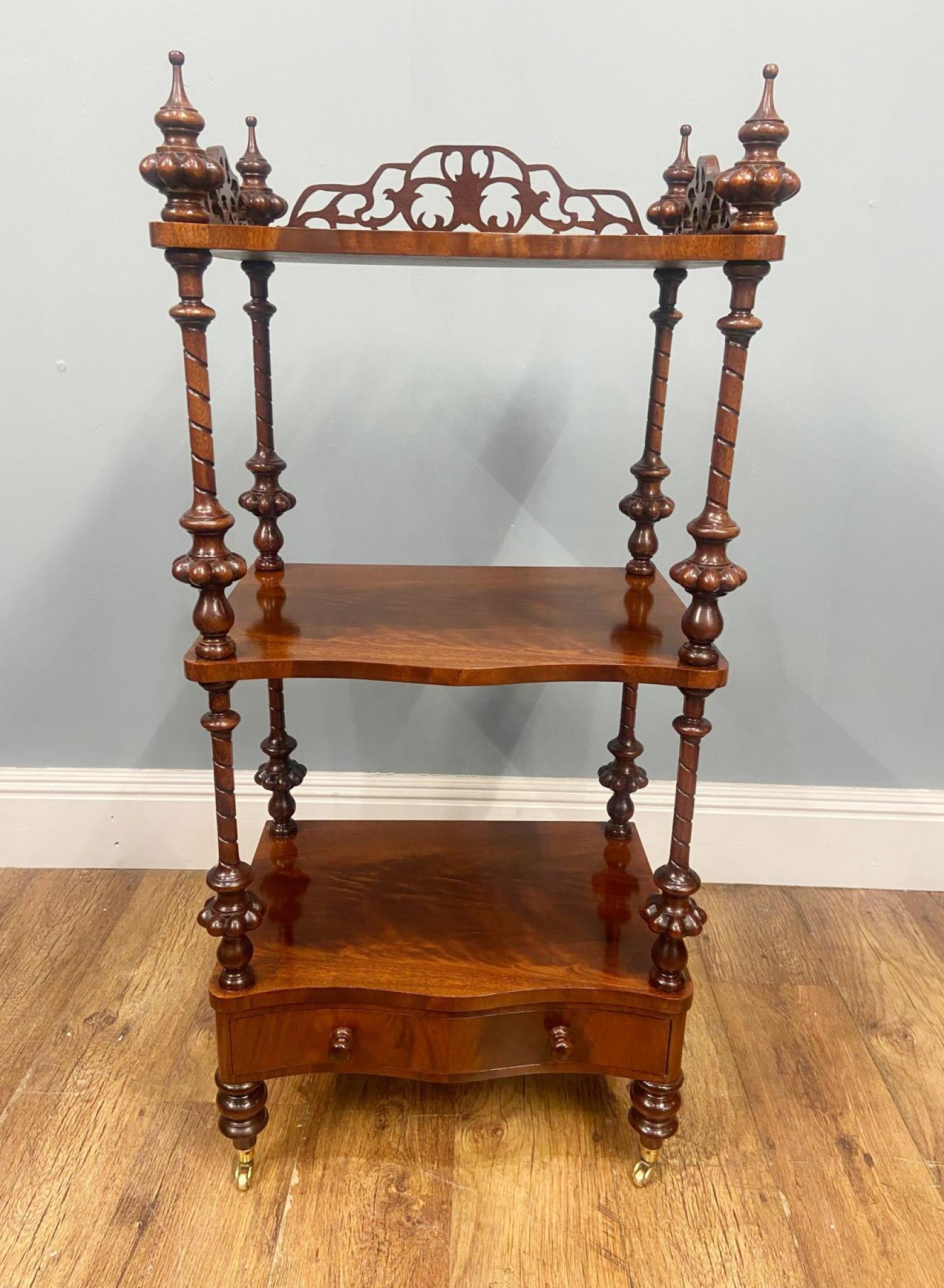 Victorian Walnut Whatnot Bookcase Shelf Unit 1880 Etagere For Sale 5