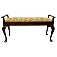 Antique Victorian Walnut Window Seat, Duet Stool