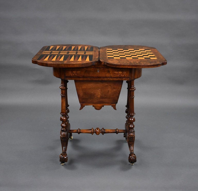 Victorian Walnut Work / Games Table For Sale at 1stDibs