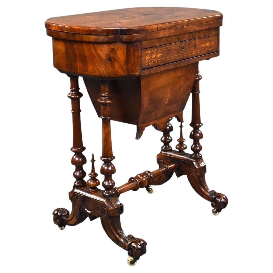 Burr Walnut Victorian Period Antique Games/Work Table at 1stDibs