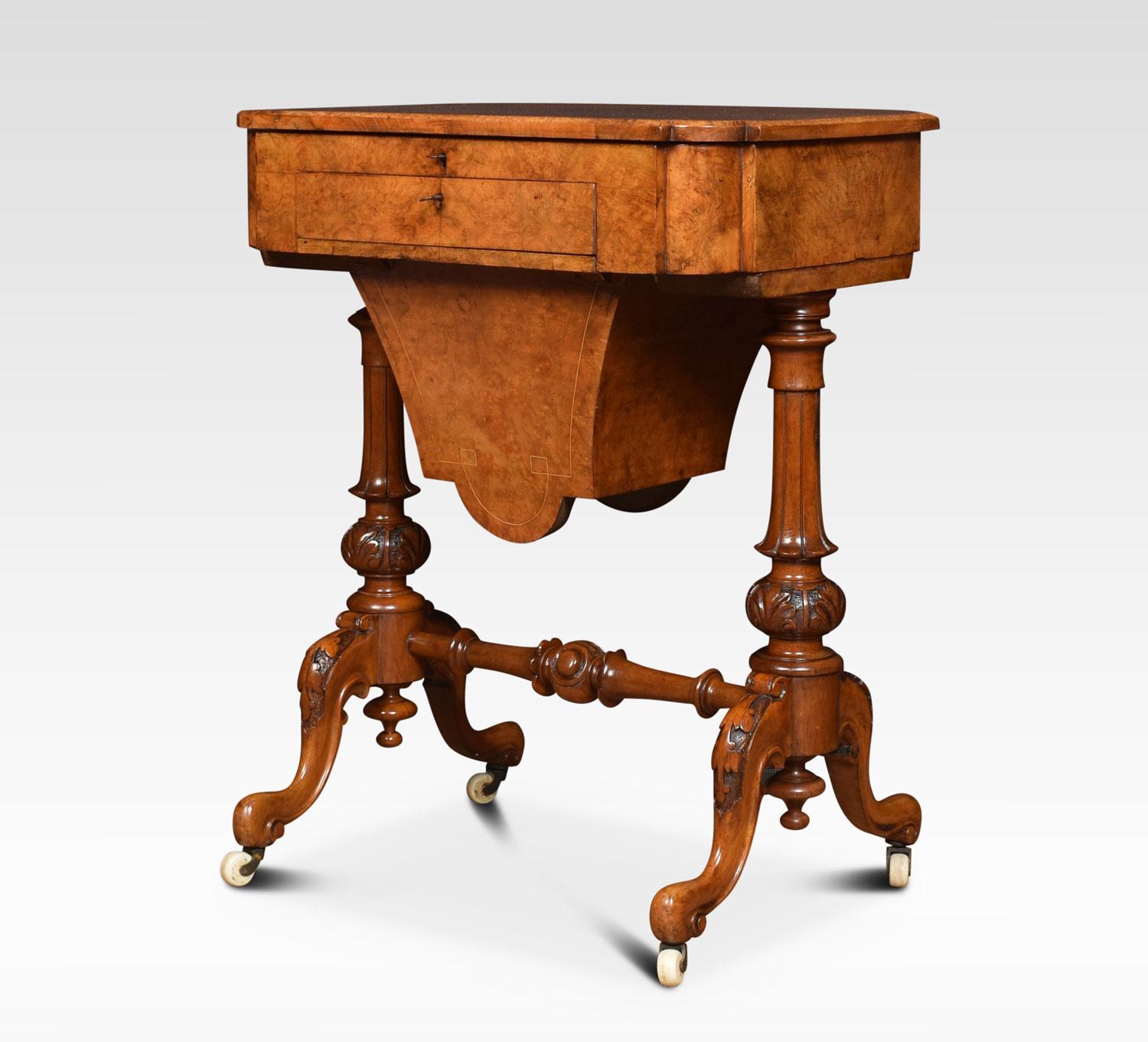 Victorian Walnut Work Table For Sale 4