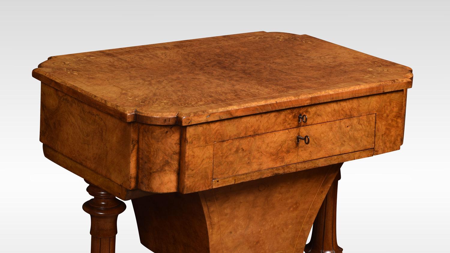 English Victorian Walnut Work Table For Sale