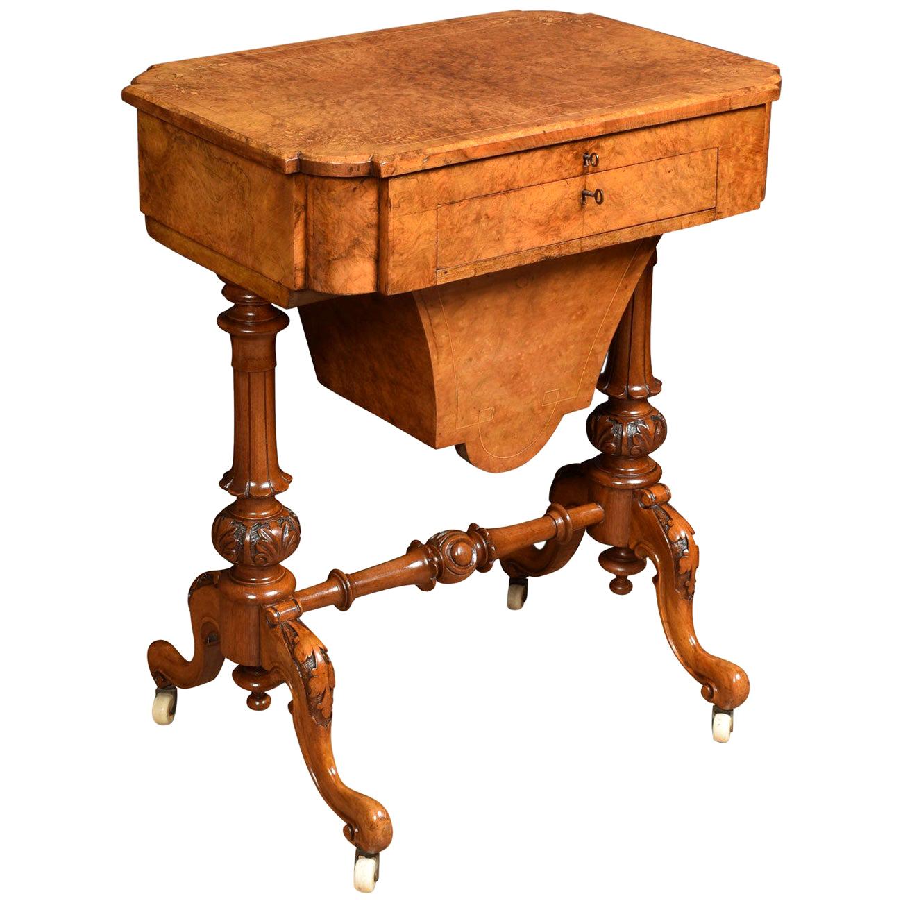 Victorian Walnut Work Table For Sale