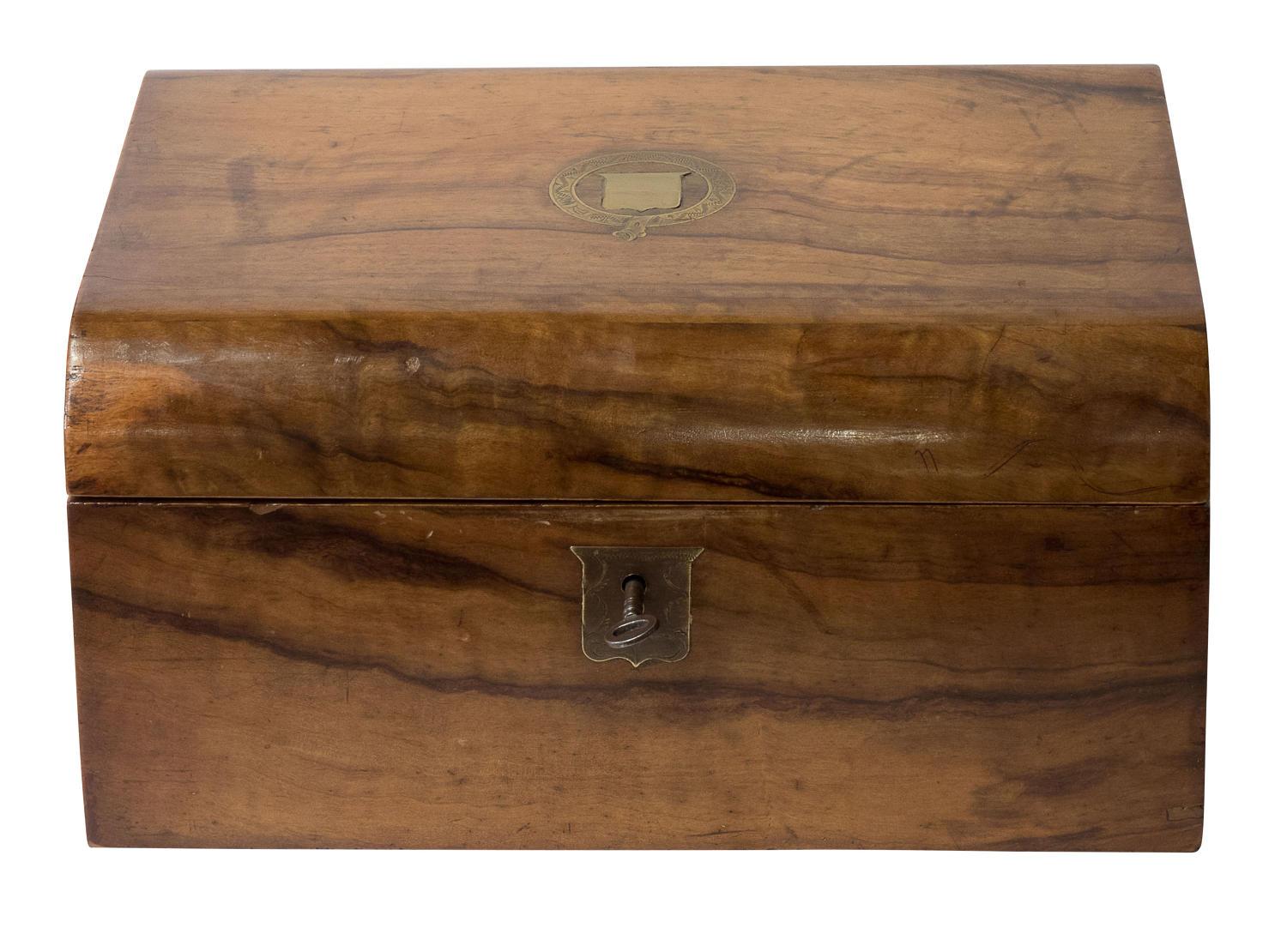 British Victorian Walnut Writing Slope, circa 1860 For Sale