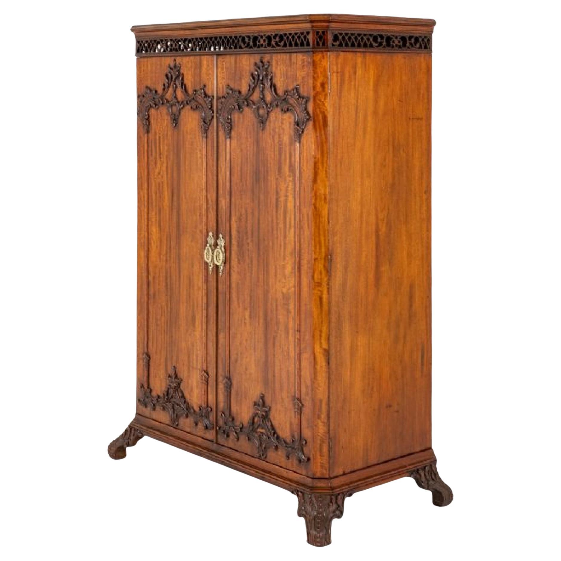 Victorian Wardrobe Antique Mahogany Closet 1860 For Sale