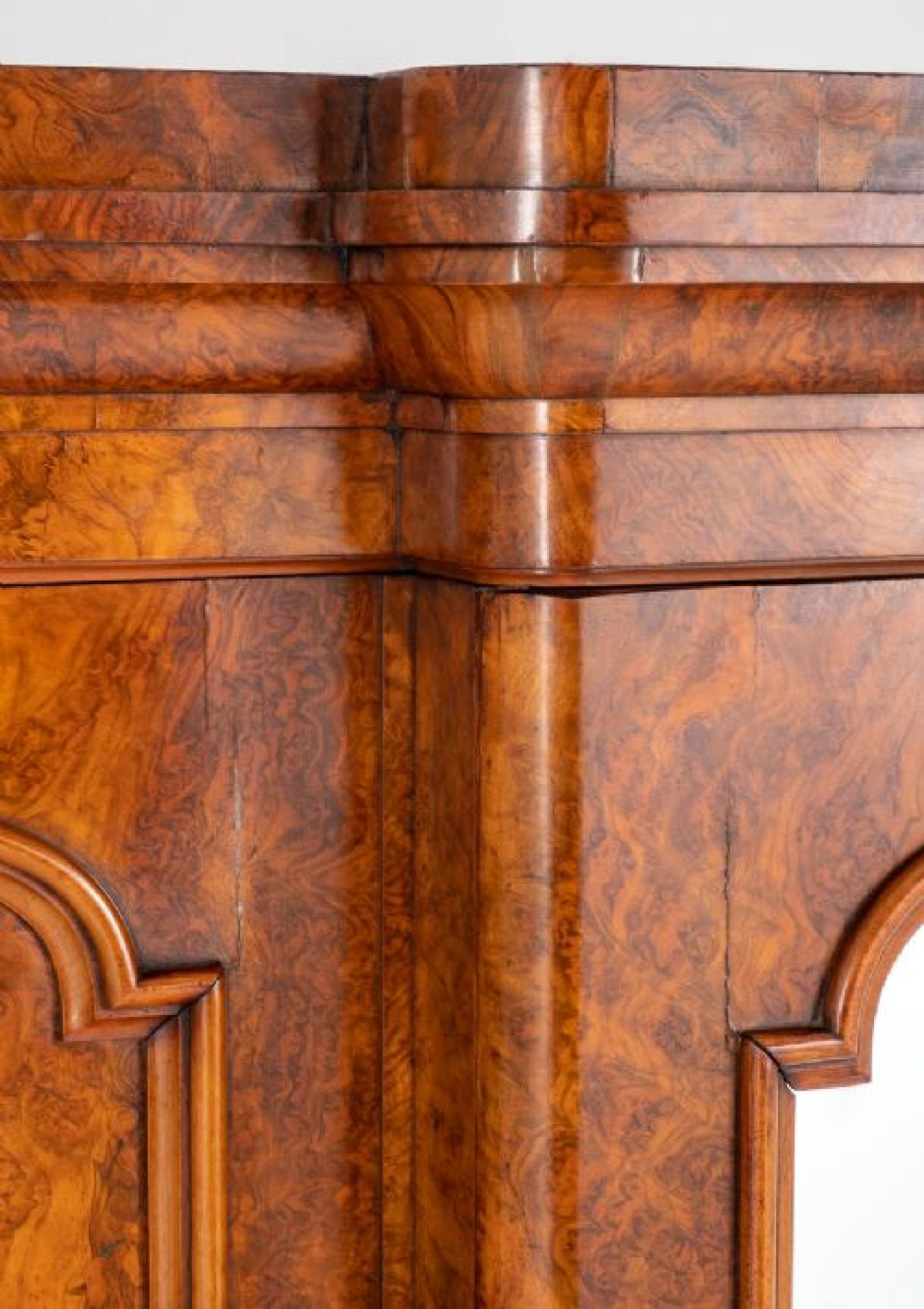 Wood Victorian Wardrobe Walnut Gentlemans Closet Cabinet 1860 For Sale