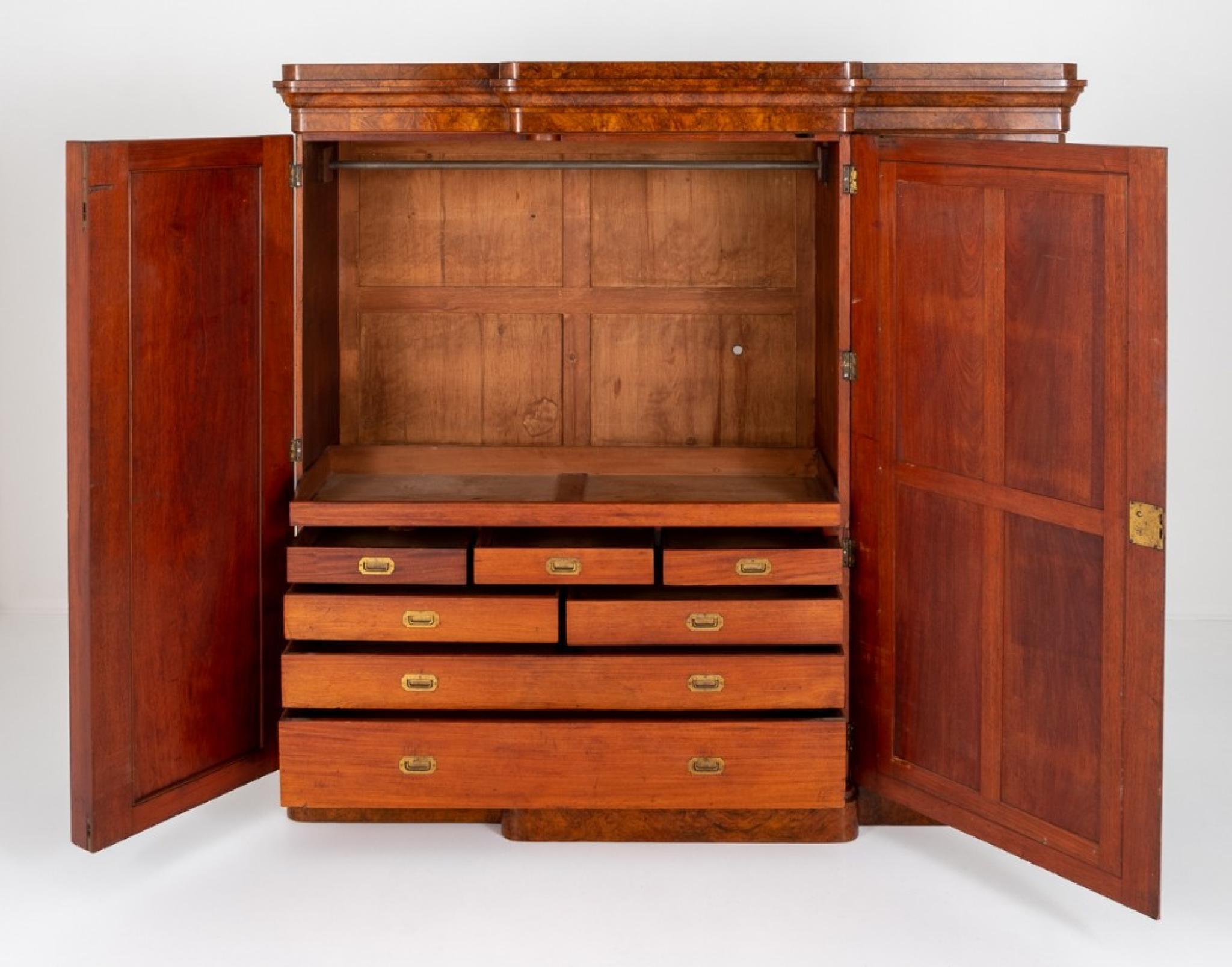 Victorian Wardrobe Walnut Gentlemans Closet Cabinet 1860 For Sale 4