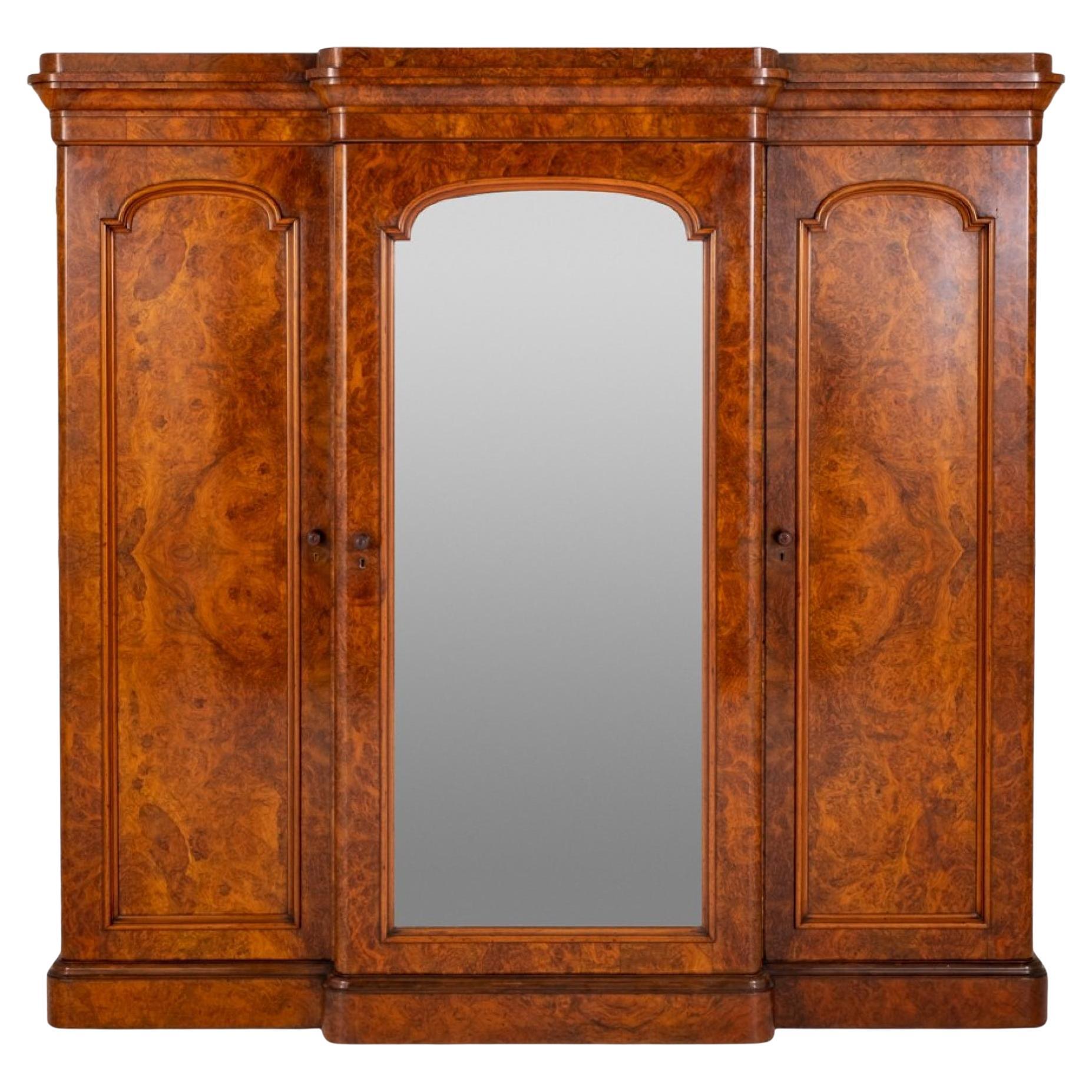 Victorian Wardrobe Walnut Gentlemans Closet Cabinet 1860 For Sale