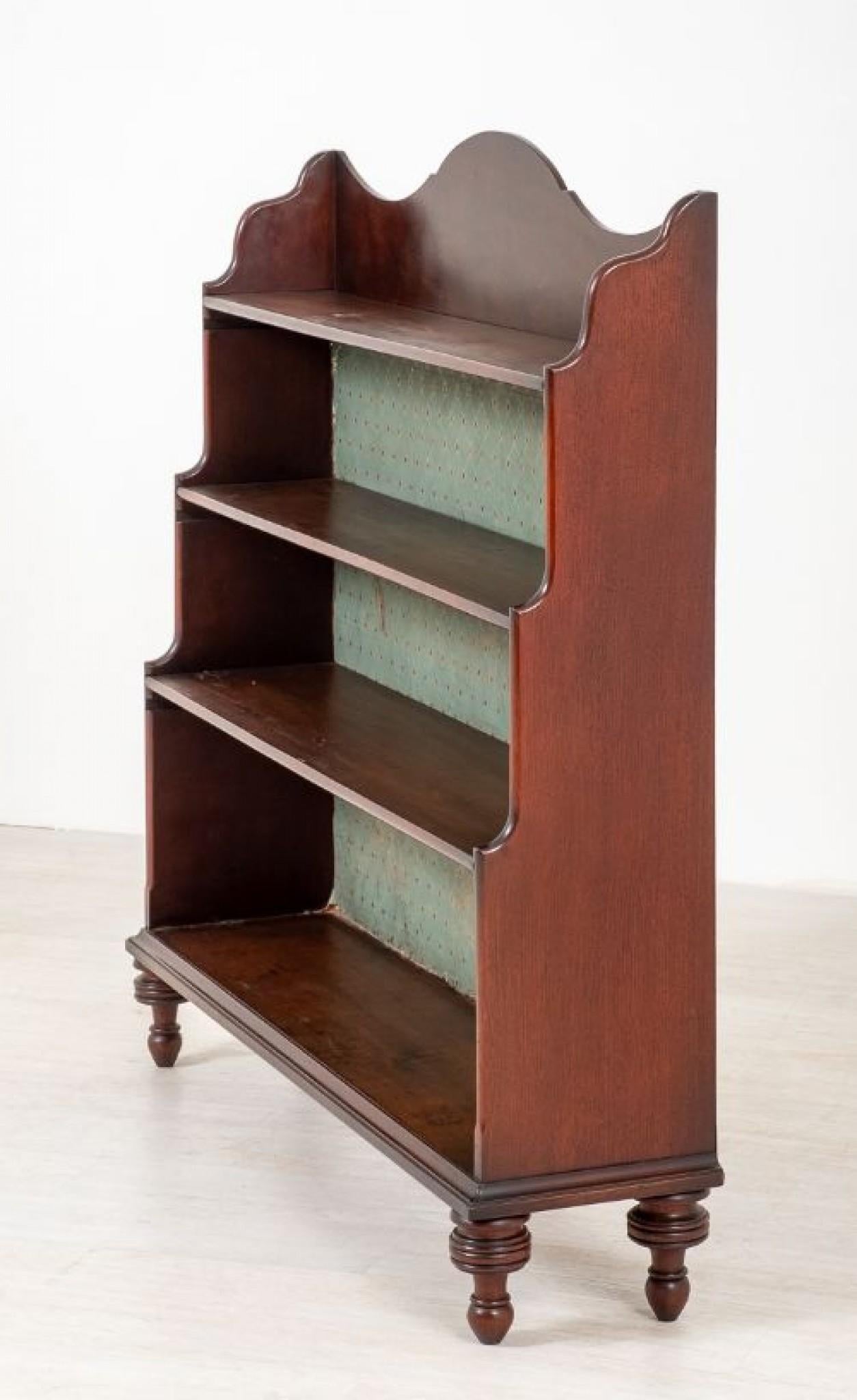 Mid-19th Century Victorian Waterfall Bookcase Mahogany Open 1850 For Sale