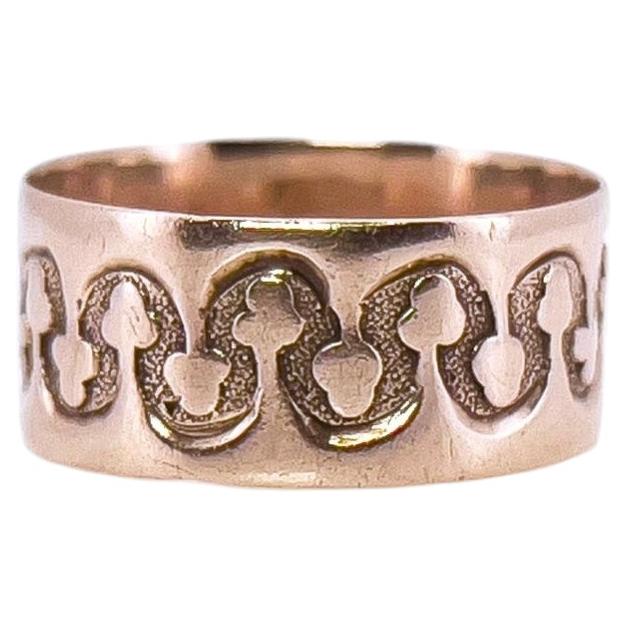 Victorian 10K Gold Wedding Band, Amelia L. Bean, Size 7.5, Circa 1880s