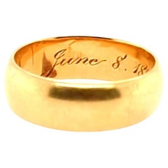 Victorian Wedding Ring Band Antique 18K Yellow Gold Original Dated June 8 1893