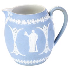 Victorian Wedgwood Blue Jasperware Cameo Neoclassical Cream Jug Pitcher