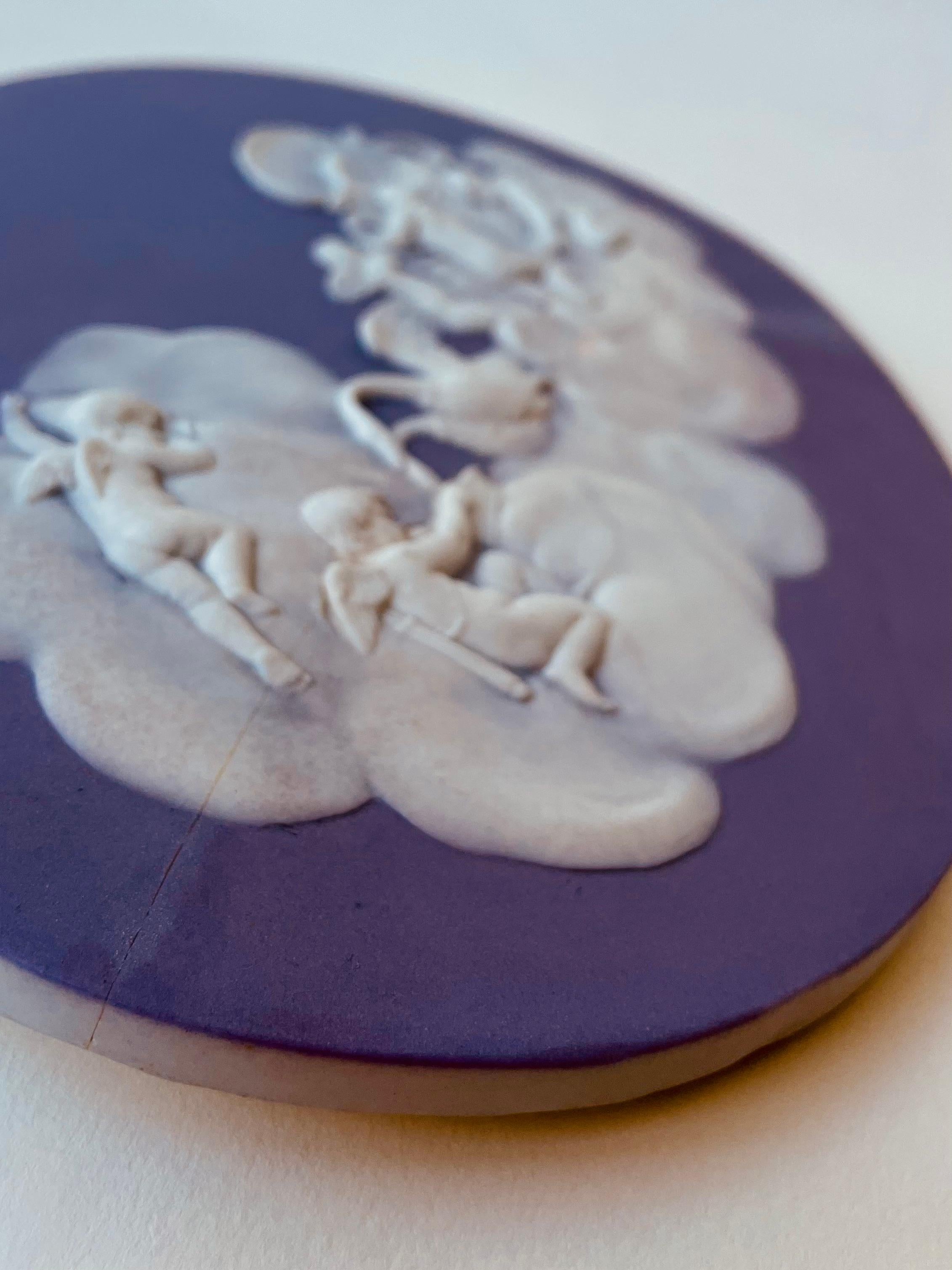 Victorian Wedgwood Lilac Jasper Dip Stoneware Cupids Watering Swans Tablet 5