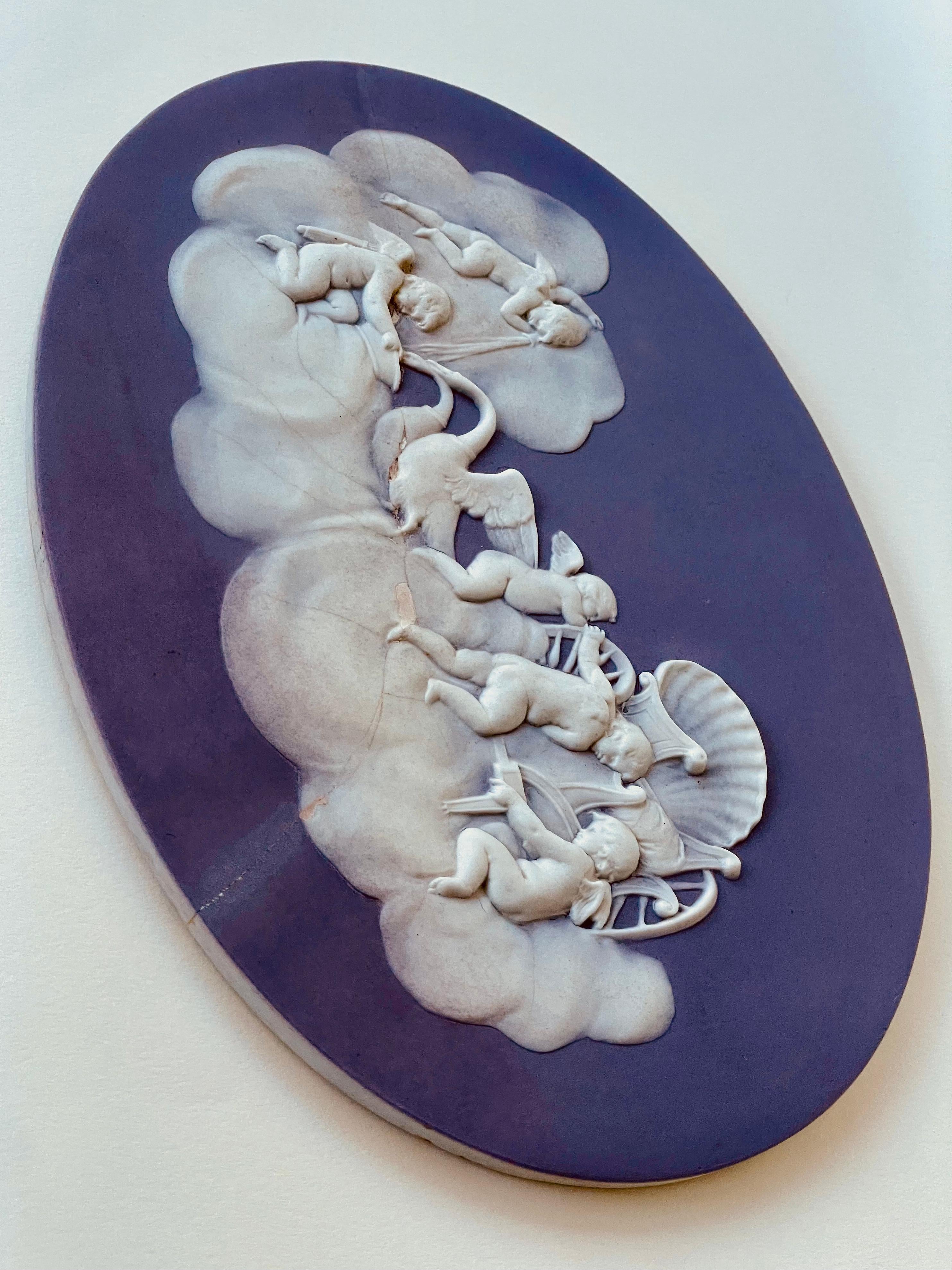 Victorian Wedgwood Lilac Jasper Dip Stoneware Cupids Watering Swans Tablet 6