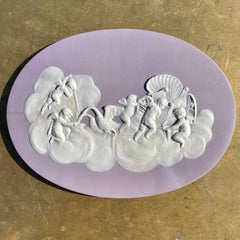 Tavoletta vittoriana Wedgwood Lilac Jasper Dip Stoneware Cupids Watering Swans