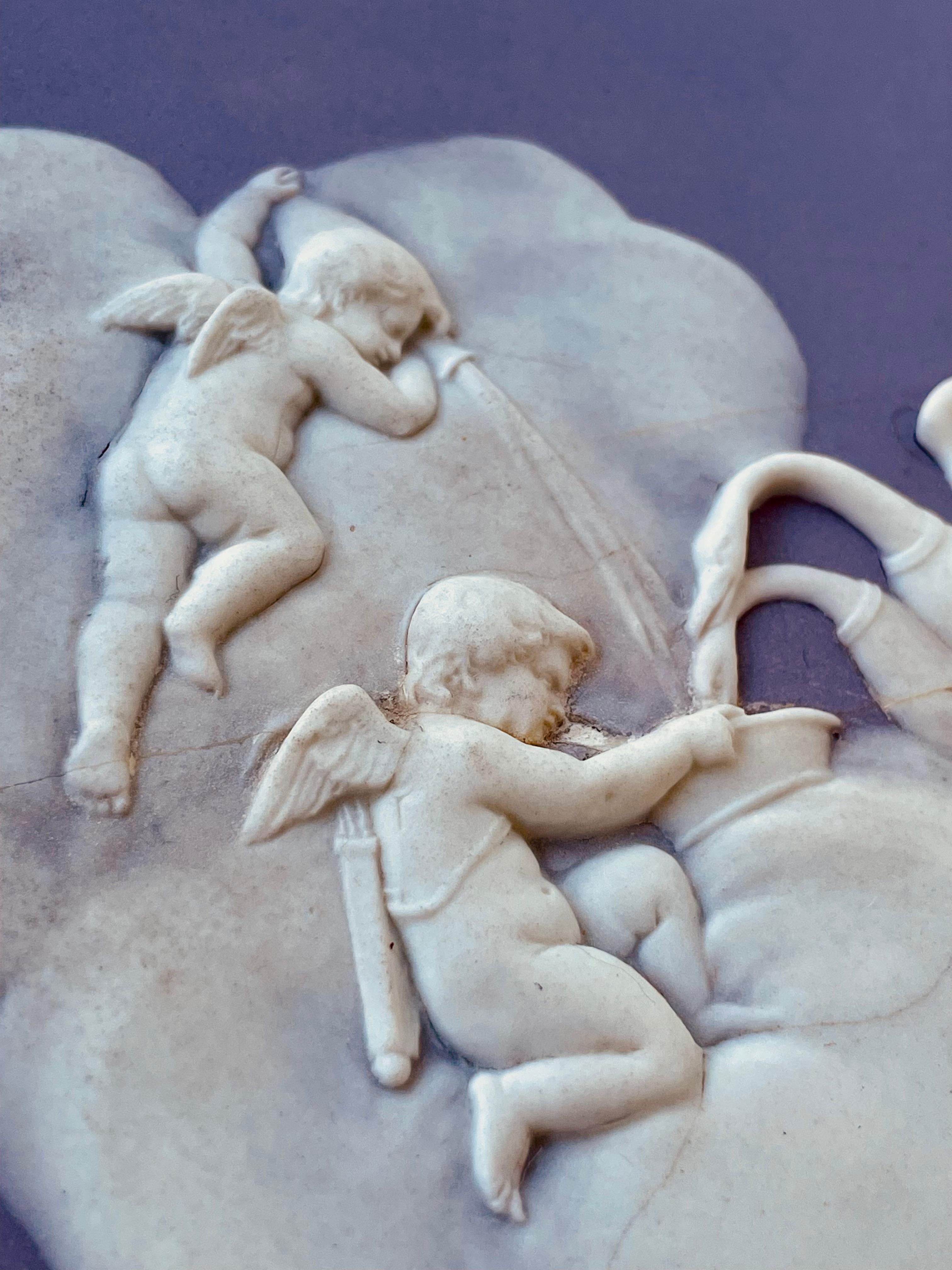 Victorian Wedgwood Lilac Jasper Dip Stoneware Cupids Watering Swans Tablet 1