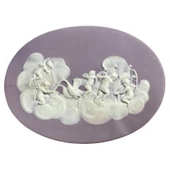 Victorian Wedgwood Lilac Jasper Dip Stoneware Cupids Watering Swans Tablet