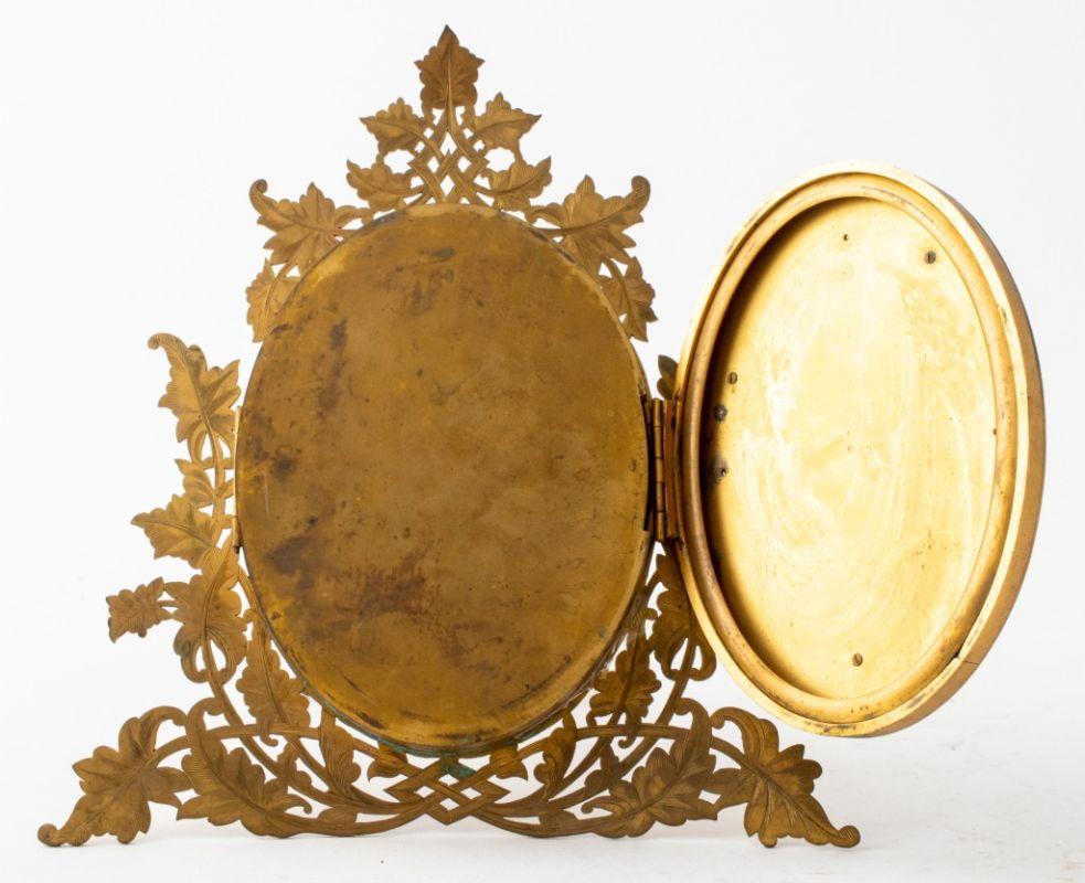 19th Century Victorian Wedgwood Mounted Gilt Metal Triple Frame For Sale