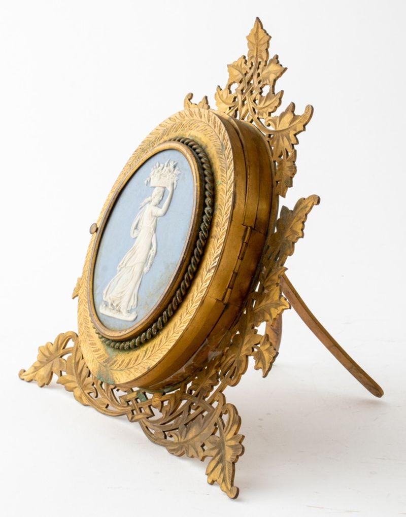 Victorian Wedgwood Mounted Gilt Metal Triple Frame For Sale 2