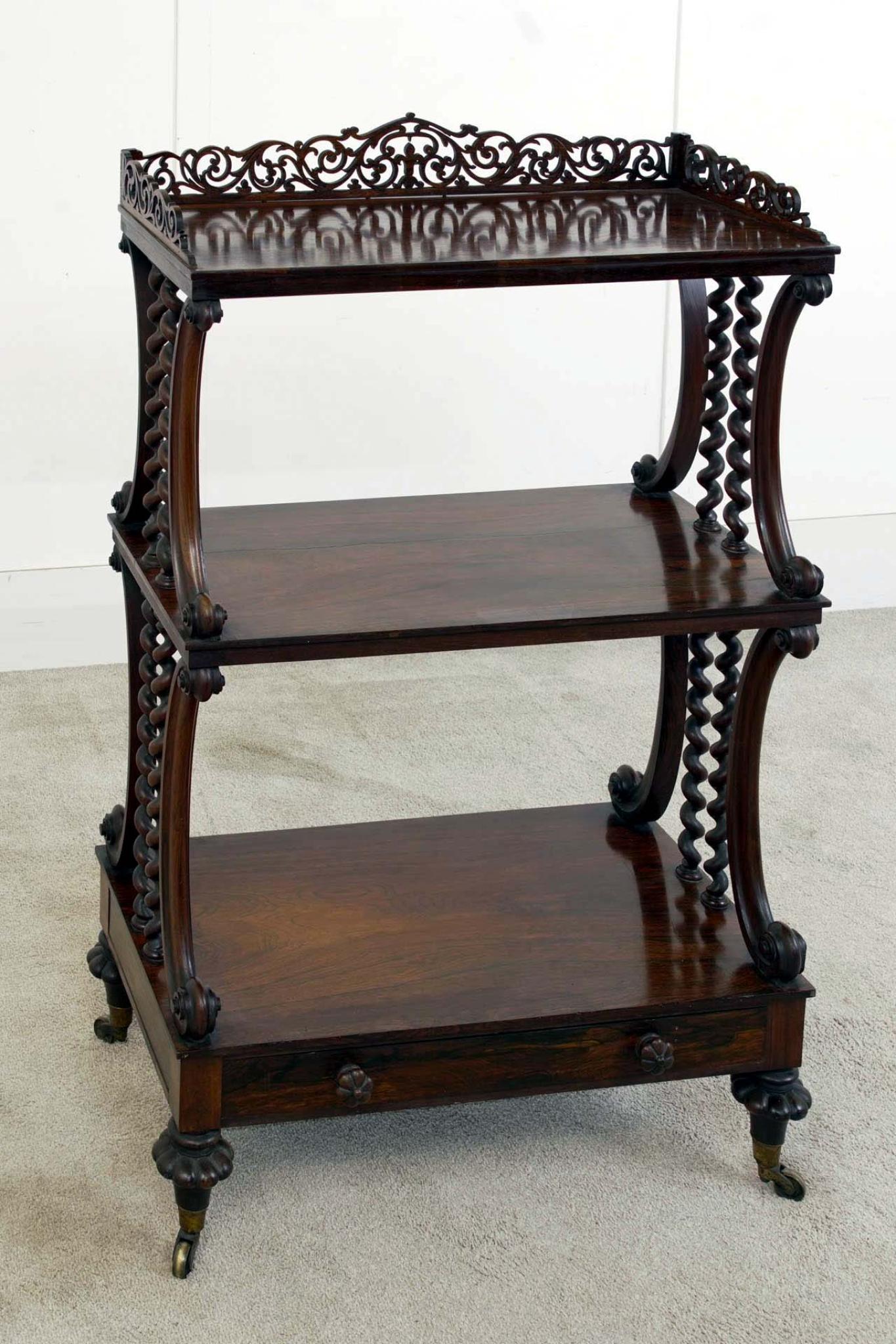 Victorian Whatnot Bookcase Mahogany Barley Twist Etagere 1880 For Sale 6