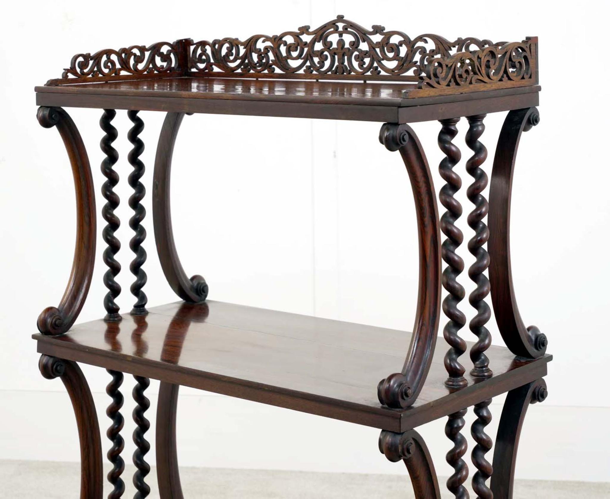 Late 19th Century Victorian Whatnot Bookcase Mahogany Barley Twist Etagere 1880 For Sale