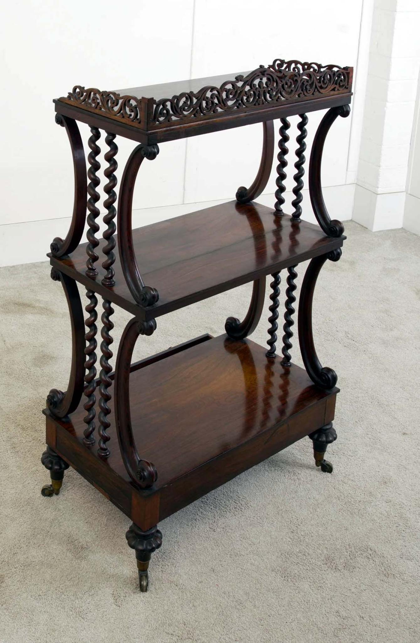 Victorian Whatnot Bookcase Mahogany Barley Twist Etagere 1880 For Sale 2