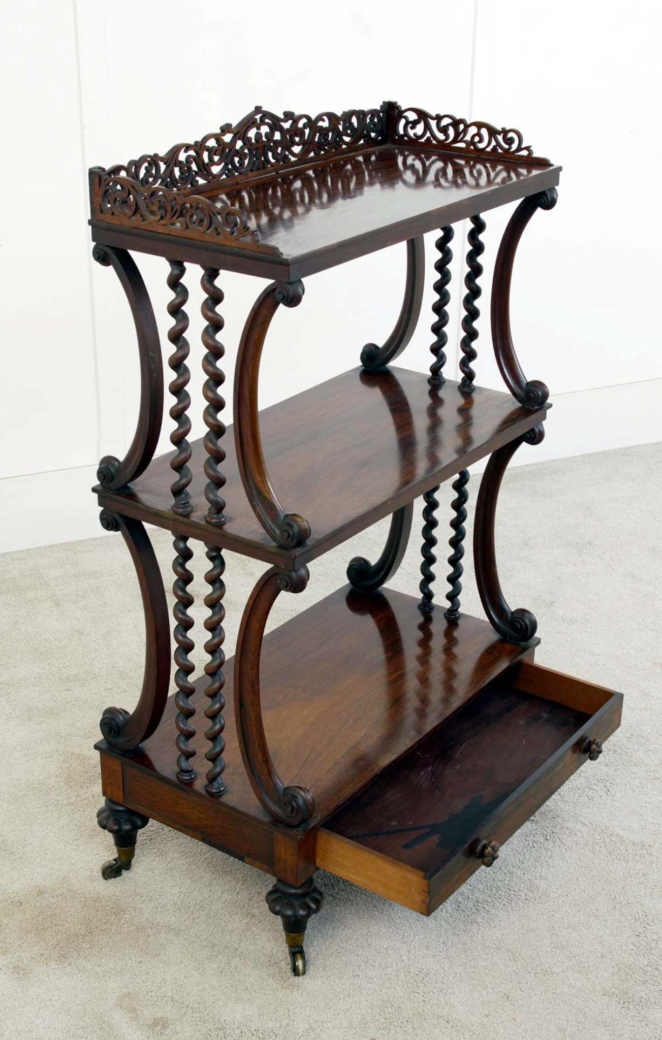 Victorian Whatnot Bookcase Mahogany Barley Twist Etagere 1880 For Sale 4