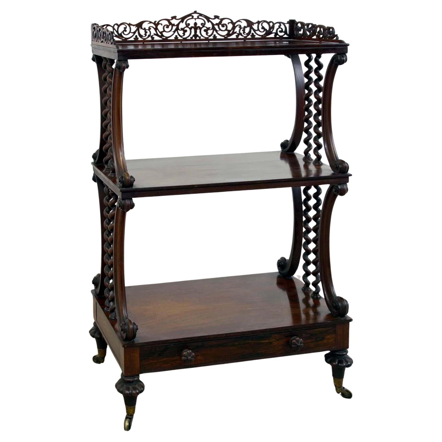 Victorian Whatnot Bookcase Mahogany Barley Twist Etagere 1880 For Sale