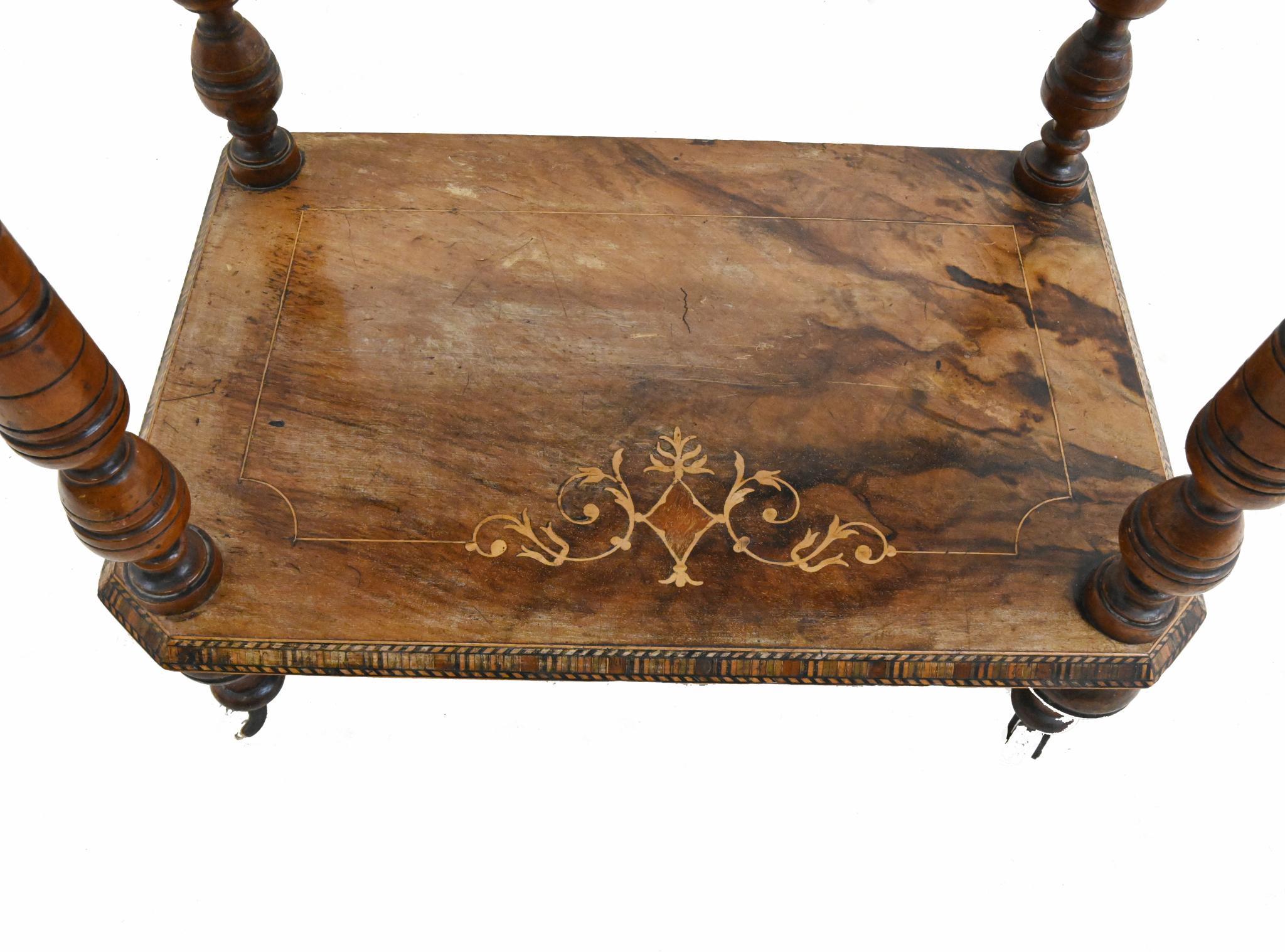 Mid-19th Century Victorian Whatnot Bookshelf Inlay 1860 For Sale