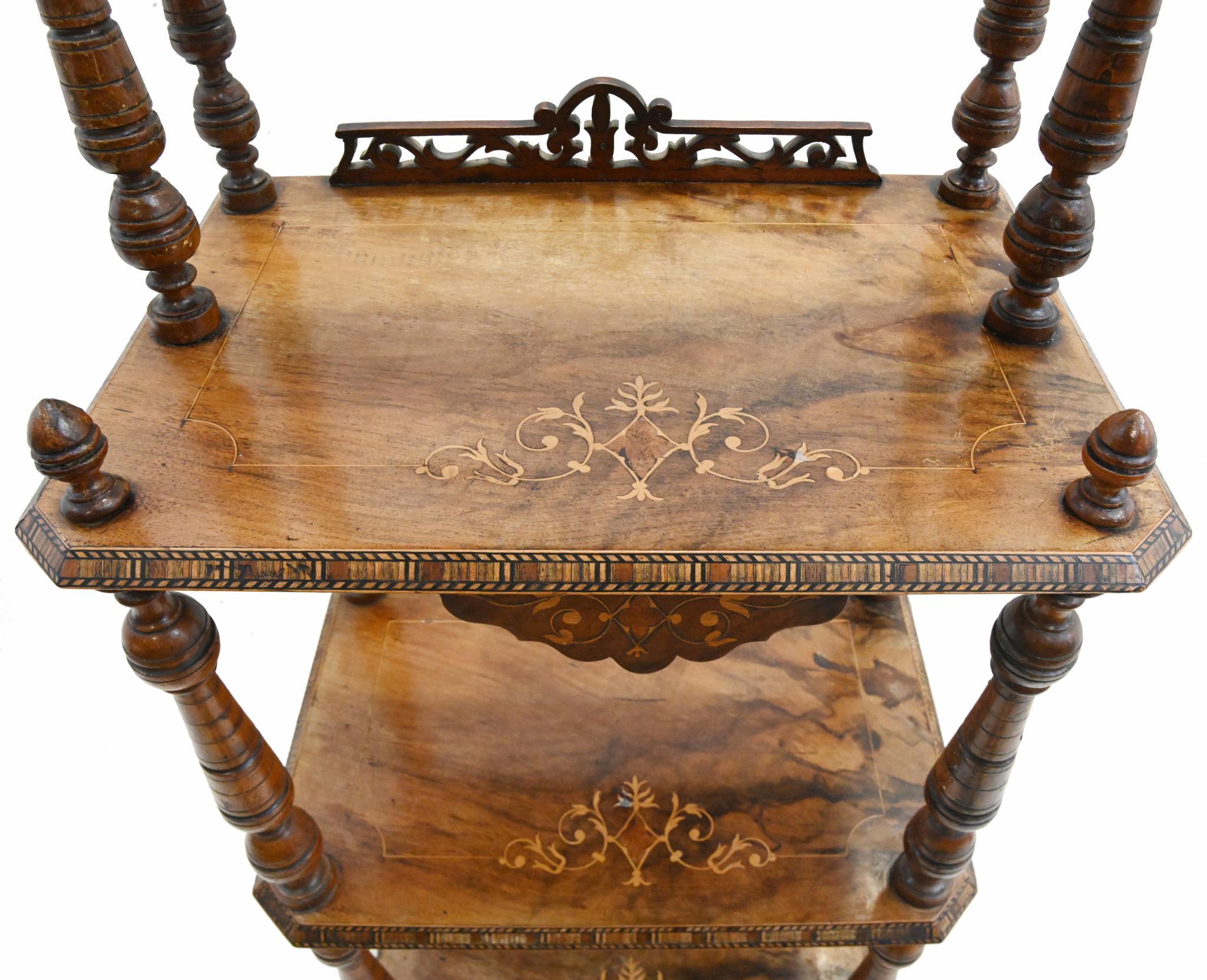Victorian Whatnot Bookshelf Inlay 1860 For Sale 2