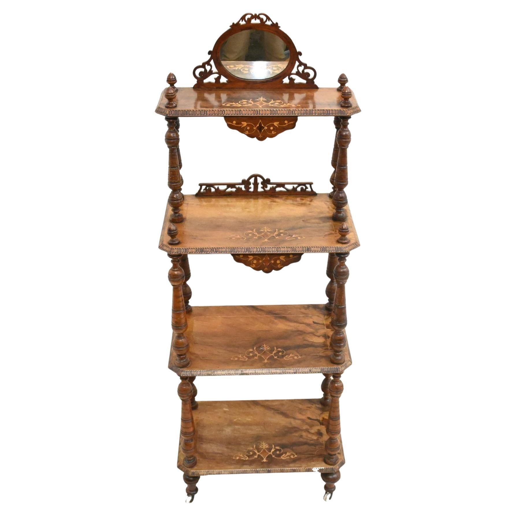 Victorian Whatnot Bookshelf Inlay 1860