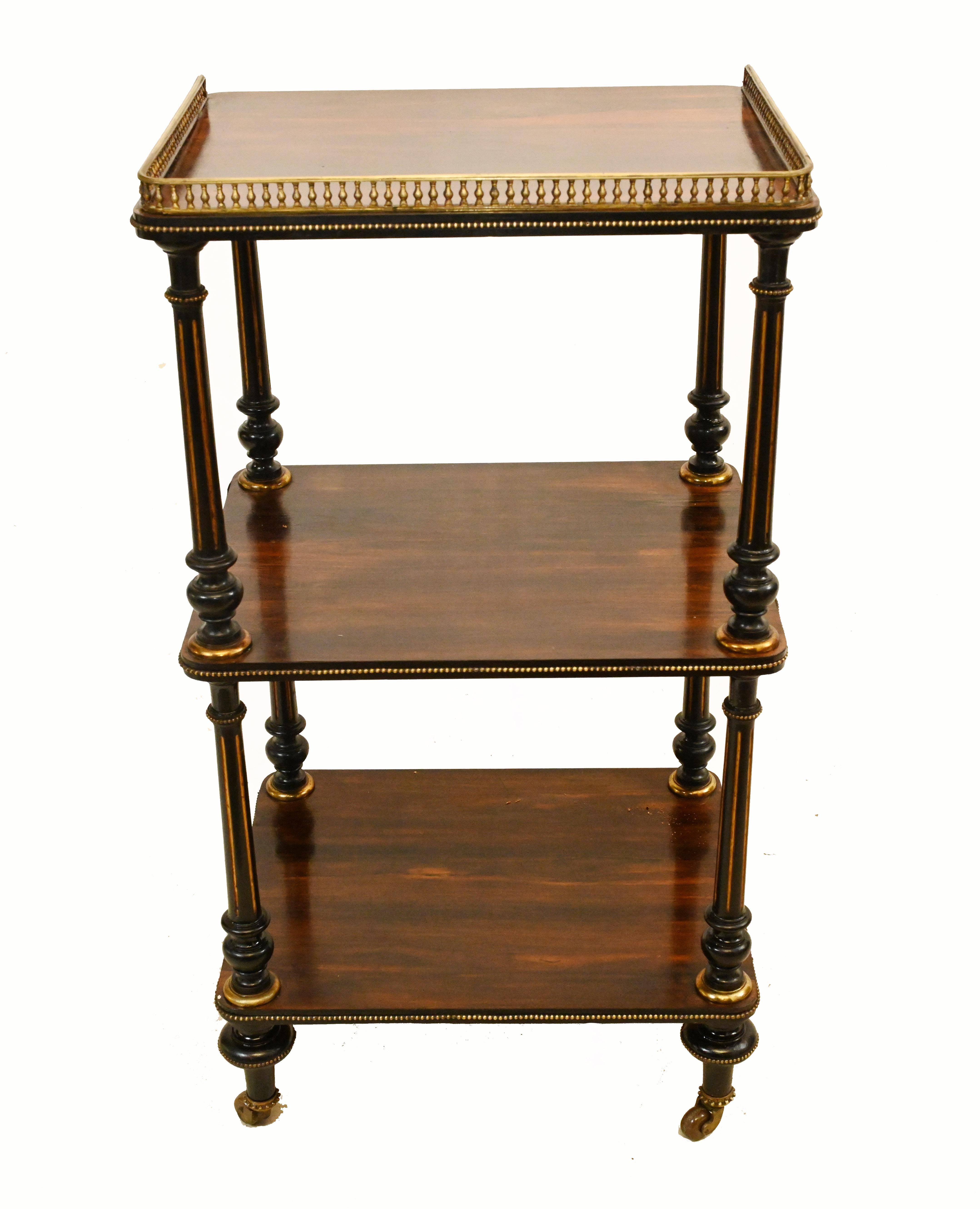 Victorian Whatnot Shelf Trolley Rosewood, 1860 For Sale 2