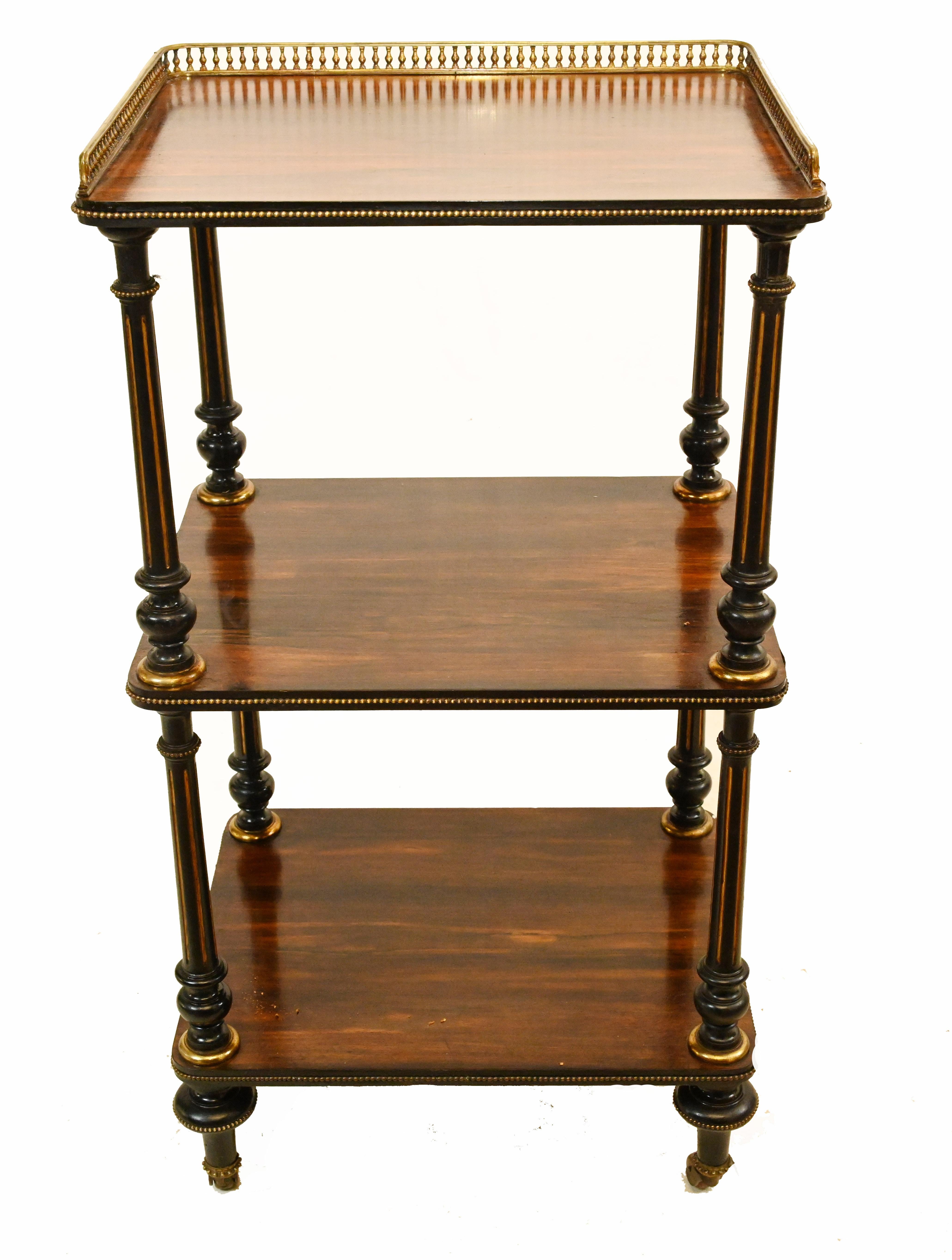 Victorian Whatnot Shelf Trolley Rosewood, 1860 In Good Condition For Sale In Potters Bar, GB