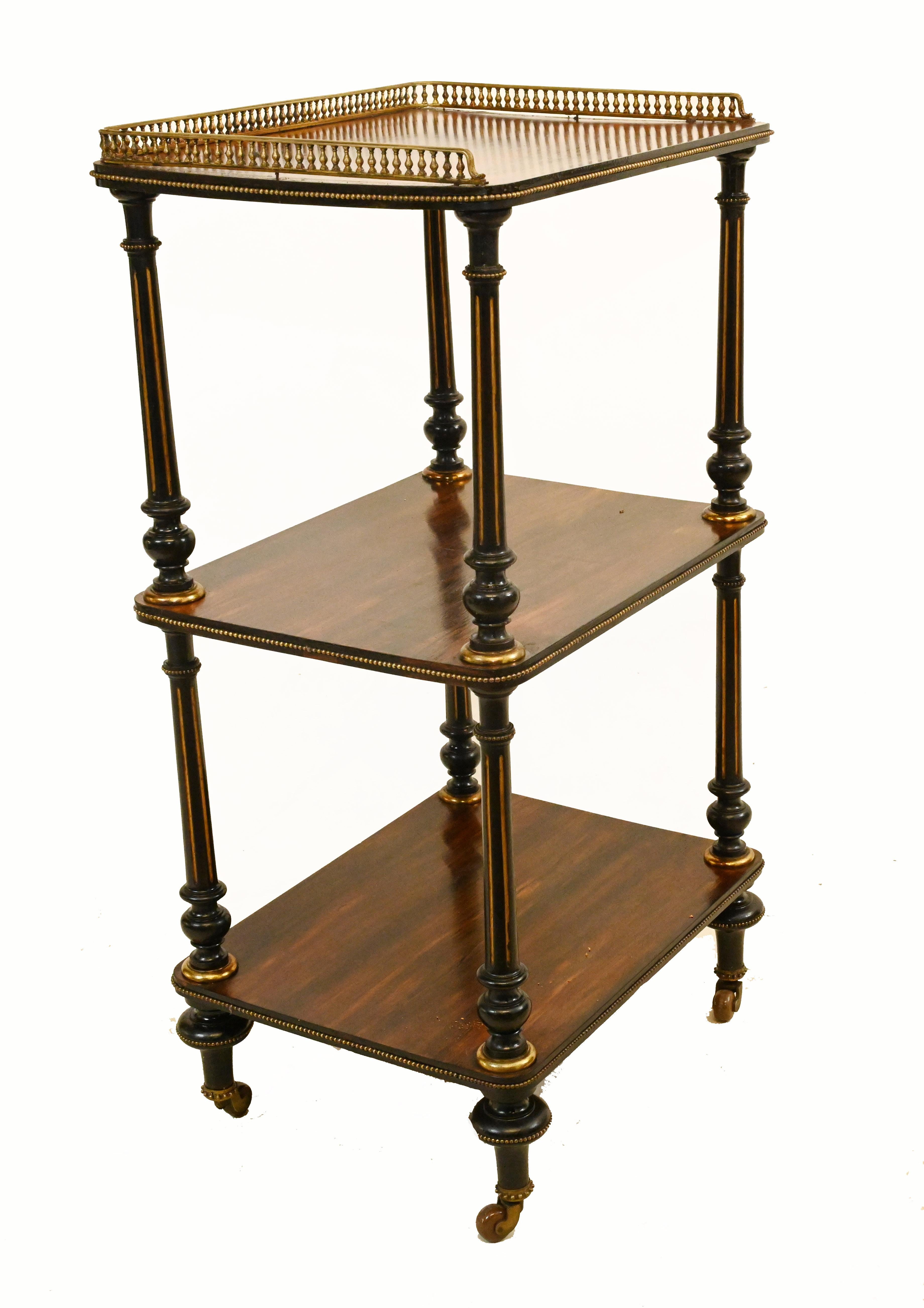 Mid-19th Century Victorian Whatnot Shelf Trolley Rosewood, 1860 For Sale