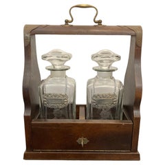 Victorian Whiskey & Gin Decanter Tantalus With Key 
