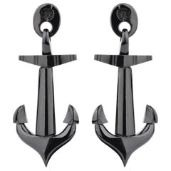 Antique Victorian Whitby Jet Anchor Earrings