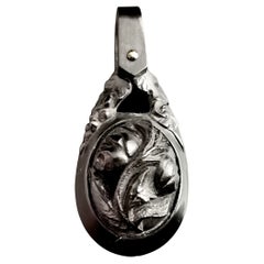 Victorian Whitby Jet Floral Pendant