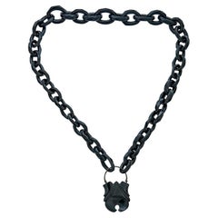 Victorian Whitby Jet Necklace with Padlock