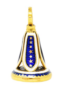 Victorian White Agate Guilloche Enamel 18 Karat Gold Star Intaglio Mourning Fob