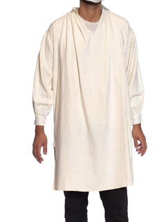 Victorian White Antique Georgian, Men's Raw Linen & Cotton Hand Sewn Shirt Circ