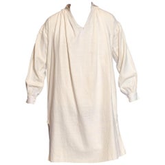 Victorian White Antique Georgian, Men's Raw Linen & Cotton Hand Sewn Shirt Circ