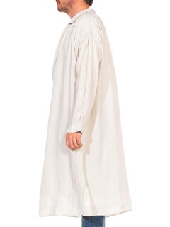 Victorian White Antique Linen & Cotton Early Men's Handmade Shirt