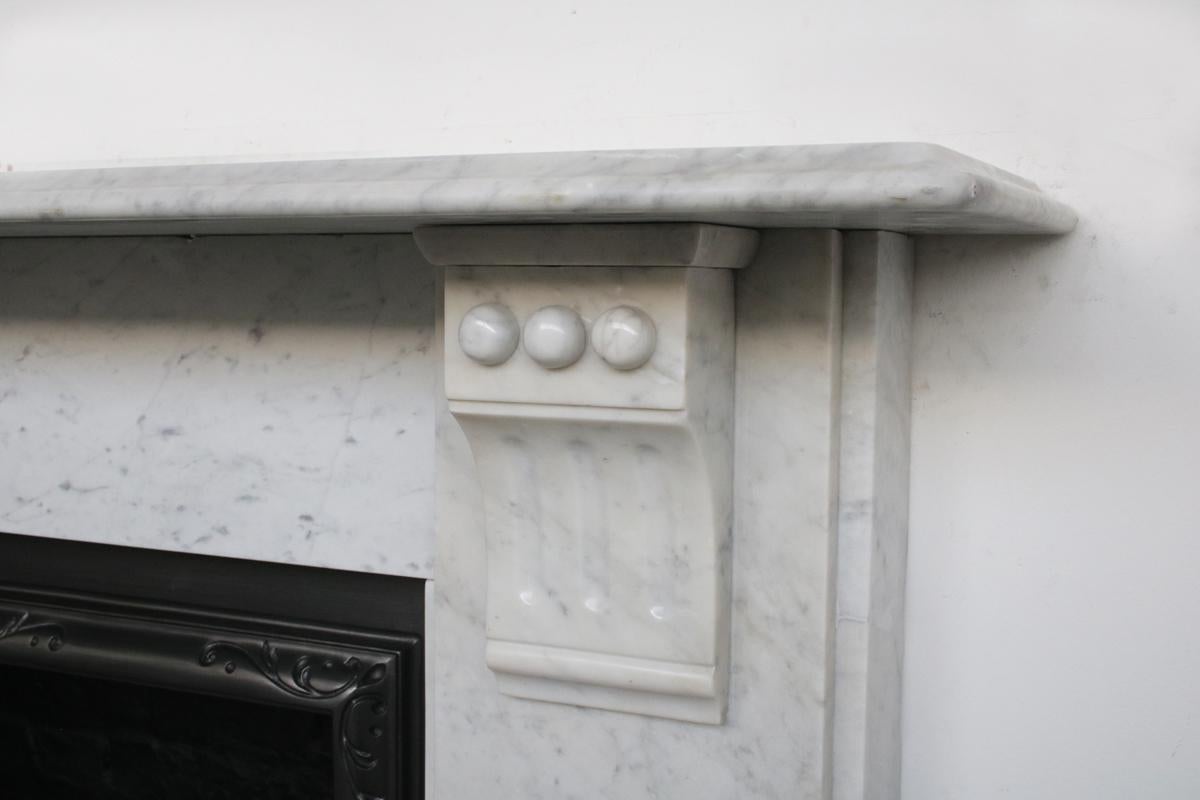 19th Century Victorian White Carrara Marble Fire Surround